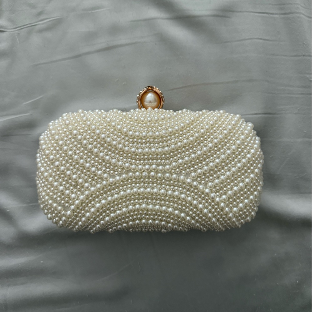 Elegant Pearl-Embellished Clutch